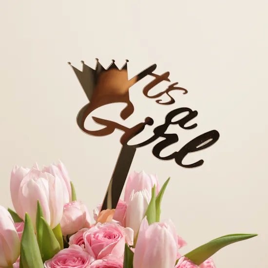 Bateel Mirage Premium Date Glass Tray | Welcome Baby Girl Flowers