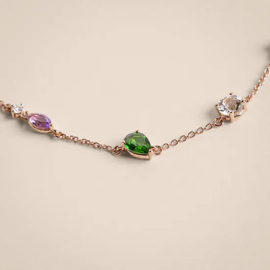 Damas Fireworks Fiesta Diamond and Precious Gem Rose Gold Bracelet