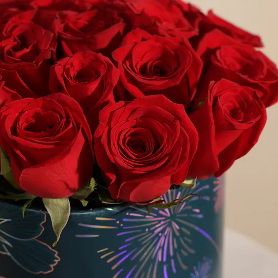 Crimson Red Rose Box | 25 Flowers