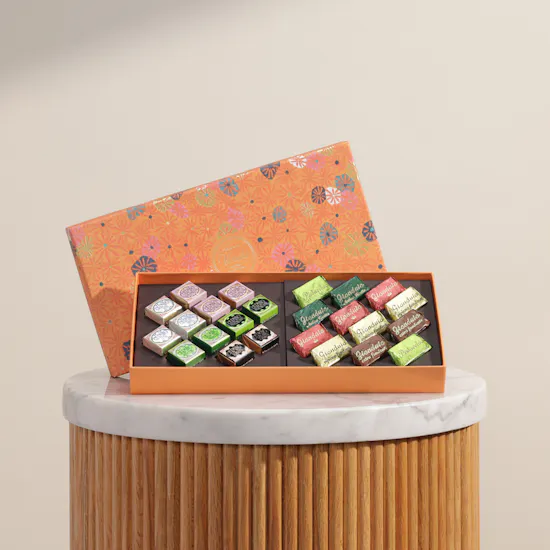 Venchi Murrine Cremino and Gianduiotto Chocolates Onrange Gift Box
