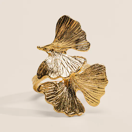 Lynyer Gold-plated Twisted Flora Petal Ring