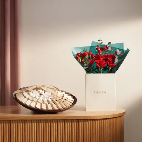 Patchi Eid Al Adha Chocolate Purple Glass Tray | Charming Flower Bouquet