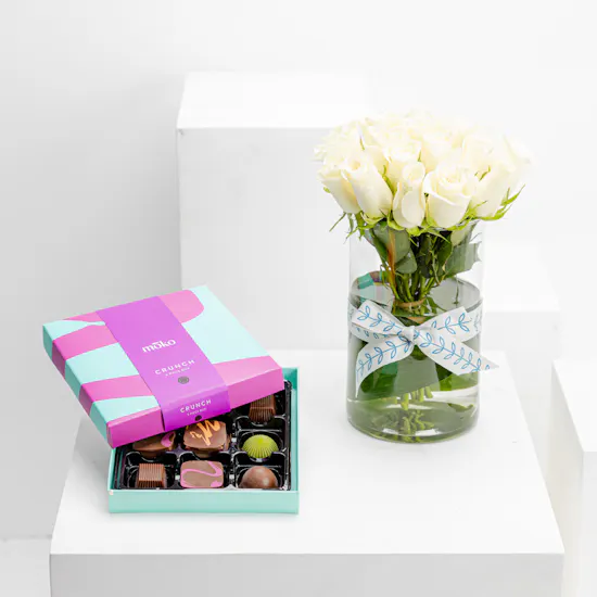 Moko Crunch Chocolate Box | Purple Flowers