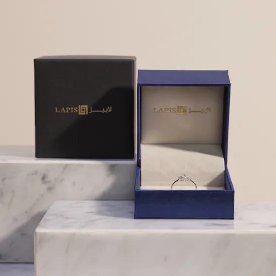 Lapis Trio of Pear Diamond Ring