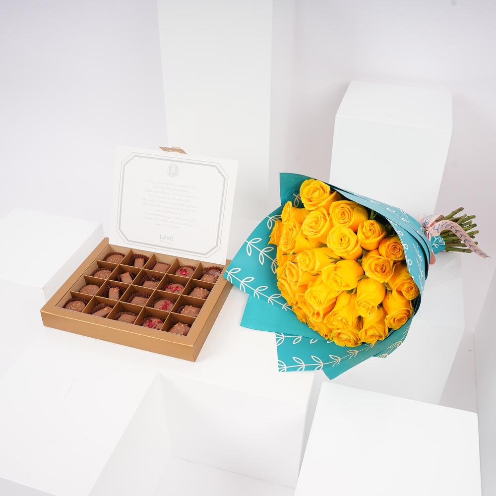 صندوق شوكلاتة ليفو | جوري أصفر