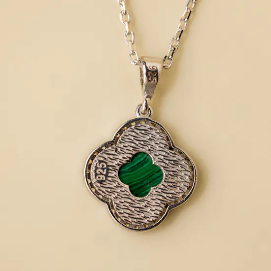 Zia Malachite Zircon Stone Charm Necklace | Birthday Flowers