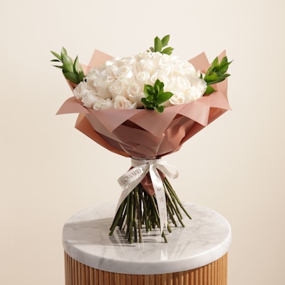 50 White Roses  | Copper Wrapping 