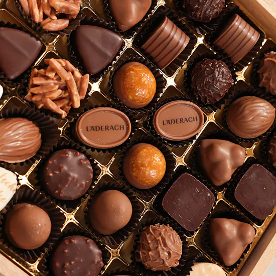 Läderach Wooden Chocolates Praline Box | Get Well Soon Flowers Vase