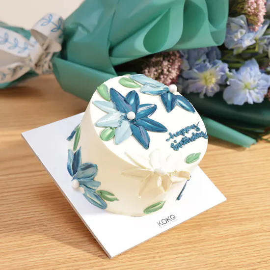 Koko Happy Birthday Mini Cake | Blue Delphinium