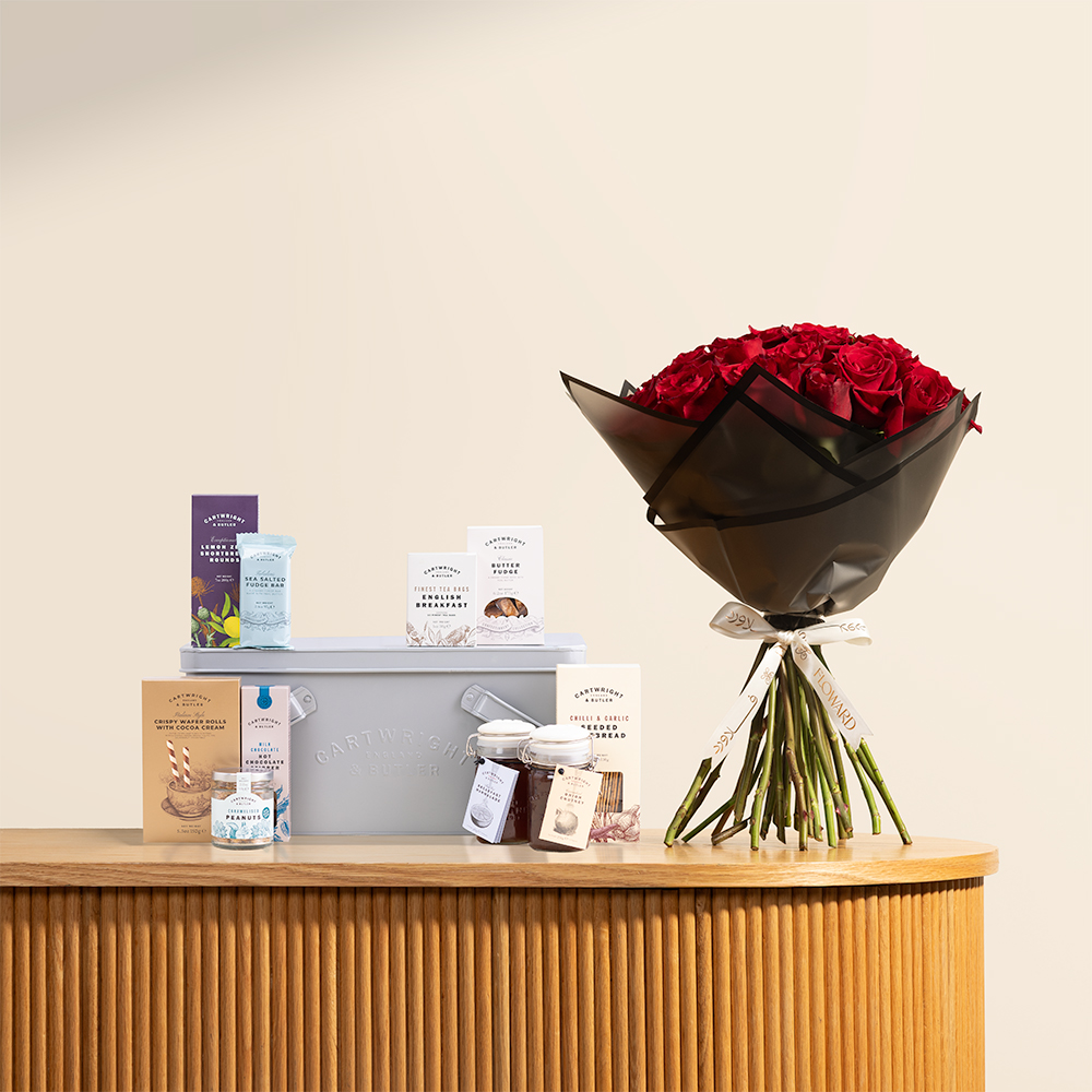 Cartwright & Butler The Pocklington Hamper | Dazzling Red Rose Bouquet
