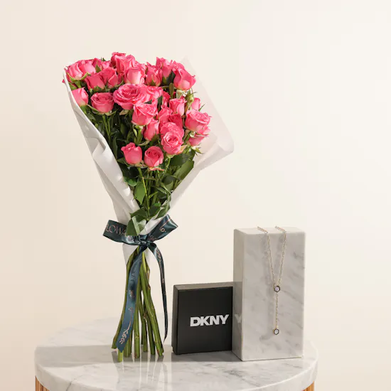 Dkny Gold-tone Dangling Hexagon Crystal Necklace | Charming Flower