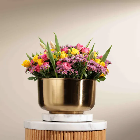 Colorful Flowers | Golden Vase