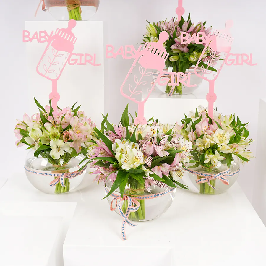New Baby Girl Reception Vases | Delicate Alstroemeria  4