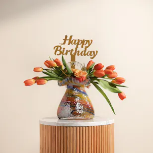 Happy Birthday Charming Flowers Vase