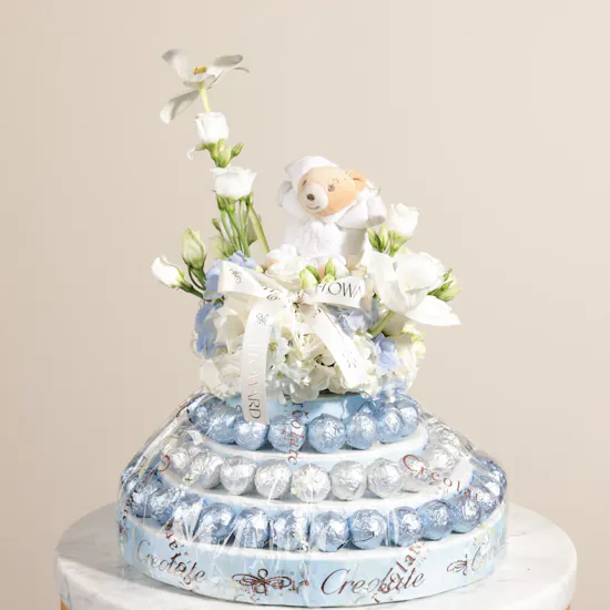 Creolate Baby Boy Small Praline Tower | White Whispers Flowers