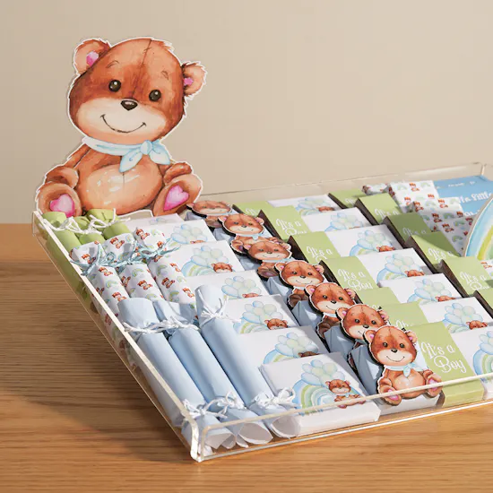 Lilac Bear Baby Boy Tray