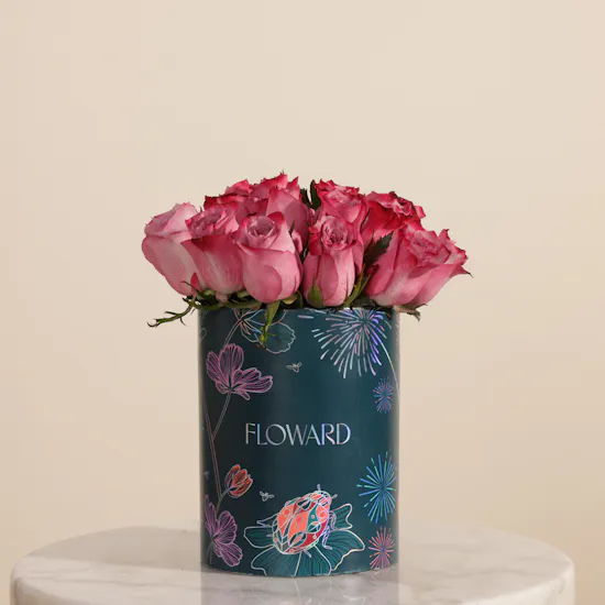 Timeless Purple Rose Box | 15 Flowers