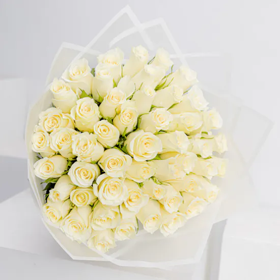 White Elegance Roses Bouquet