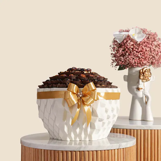 Floward Nuts and Dried Fruits Chocolate Tray | Glamorous Flower Vase