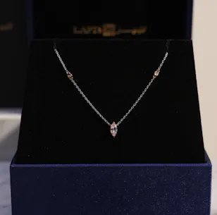 Lapis Pink Diamond Stone Gold Necklace