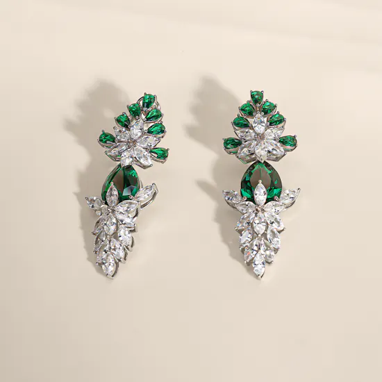 Floward Jade Bloom Silver Earrings