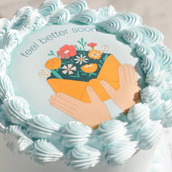 Floward Feel Better Soon Blue Cake | Bright Days Flower Bouquet