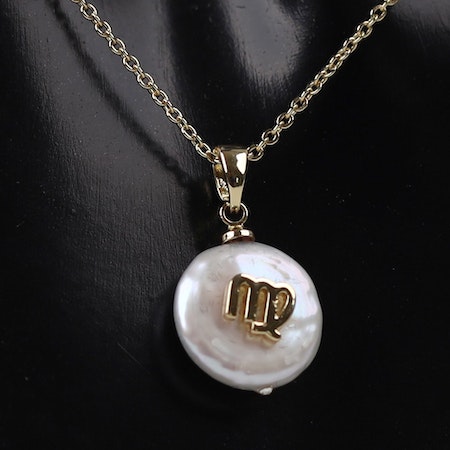 Virgo Ash Couture Zodiac Necklace | Gold Plated | Pearl
