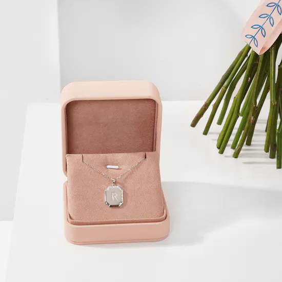 Floward Letter R Silver Necklace | Elegant Roses