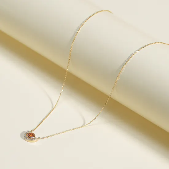Gold Land Citrine and Diamond Gold Necklace