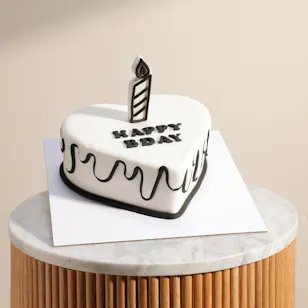 Floward Happy Birthday Black and White Heart Cake