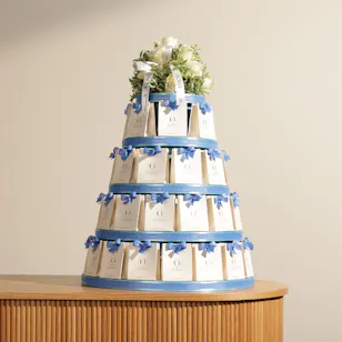 Ghazl Chocolatier New Baby Boy Favors Chocolate Tower | Pure Flowers