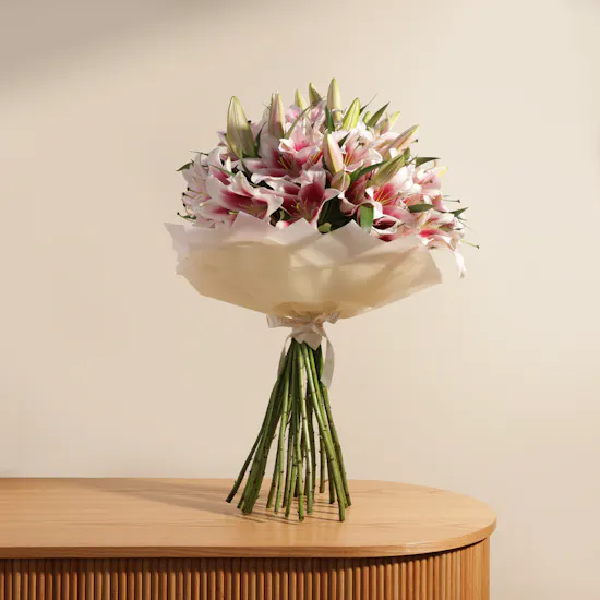 Soft Pink Lilies Bouquet | 25 Flowers