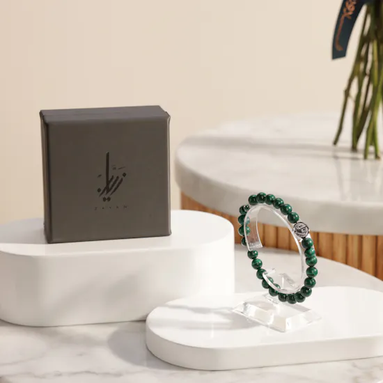 Zayan Malachite Silver Bracelet | Cheerful Rose Bouquet
