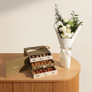 Golden Date Assorted Dates Box | Unique Flowers Bouquet