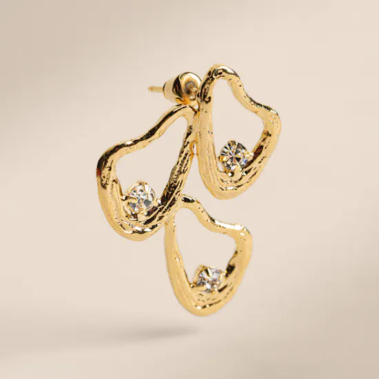 Lynyer Celestial Whispers Trip Drop Gold Plated Bracelet and Earrings Set