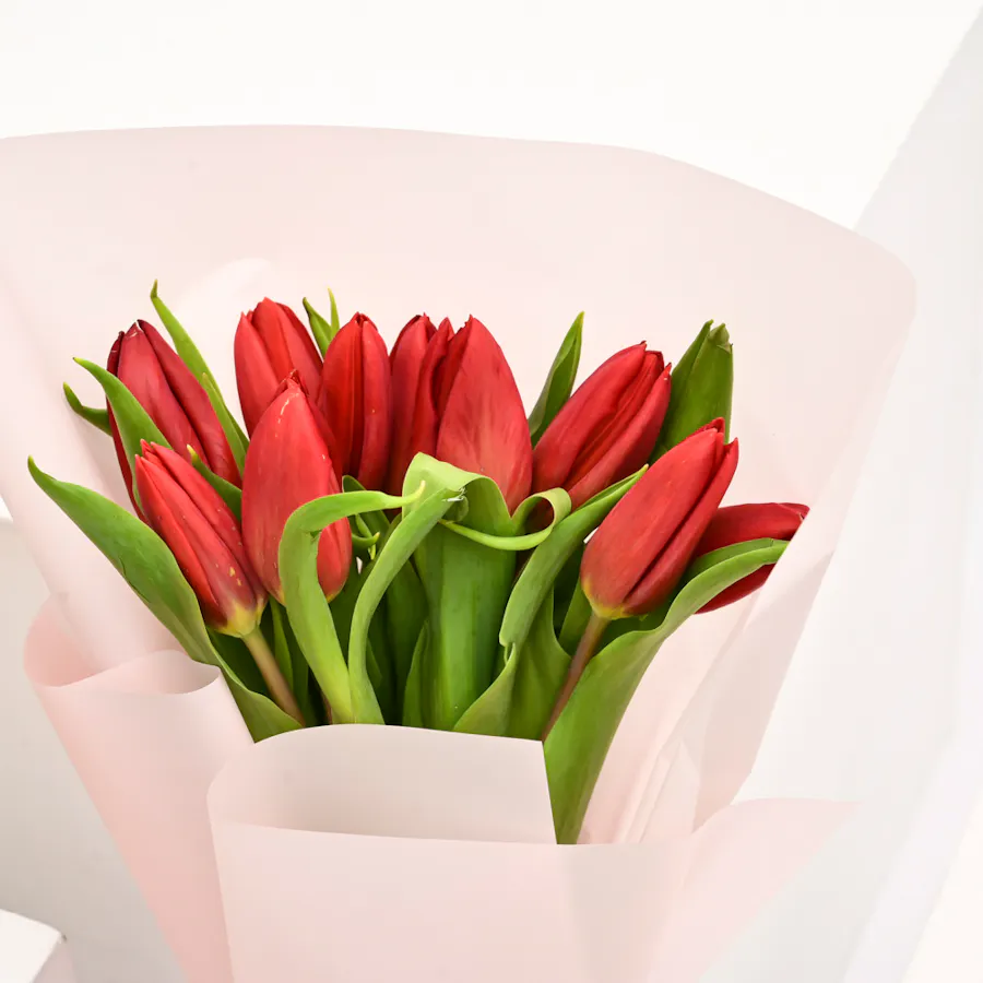 Helen's Bakery Congratulations Cake with 12 Red Tulips Bouquet 4