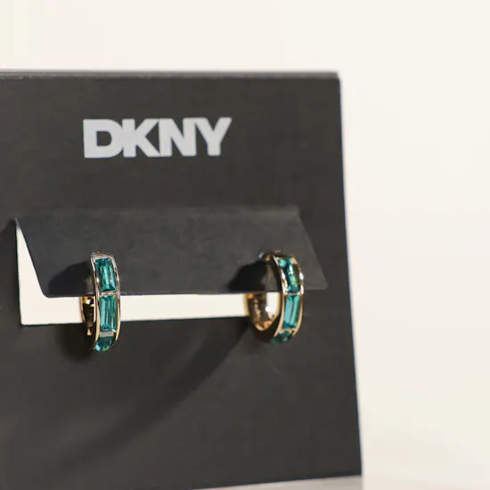 Dkny Green Crystal Gold-Tone Hoop Earrings | Bright Flower Vase