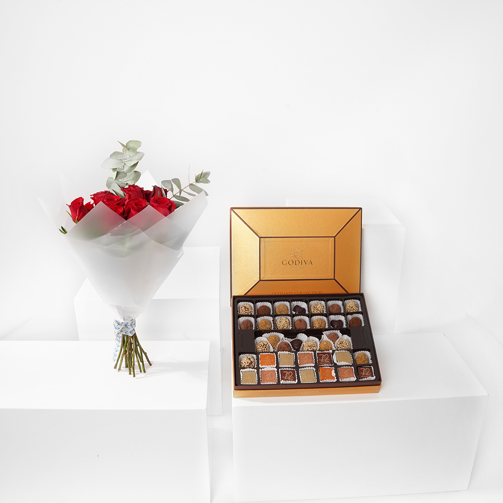 Godiva Small Chocolate Box | 12 Red Blooms
