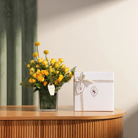 Soucolat Wrapped Chocolate Mix Box | Charming Flower Vase