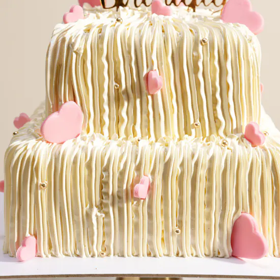 Floward Happy Birthday with Pink Hearts Two Tier Cake