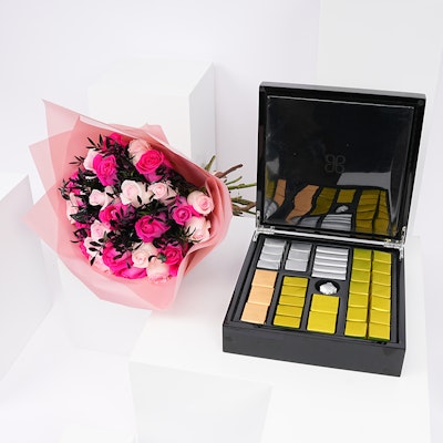 Patchi Chocolate with Sweet Roses Bouquet 