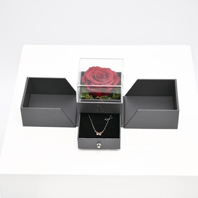 Miss L by L'azurde Butterflies Necklace | Preserved Red Rose 