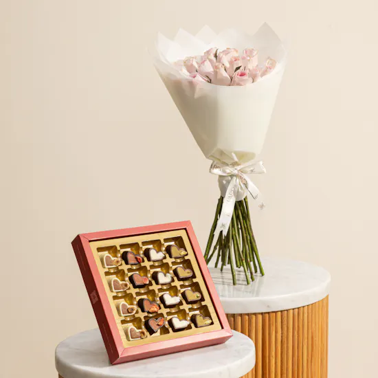 Fleur Hearts Chocolate Box | Cheerful Flowers and Balloons