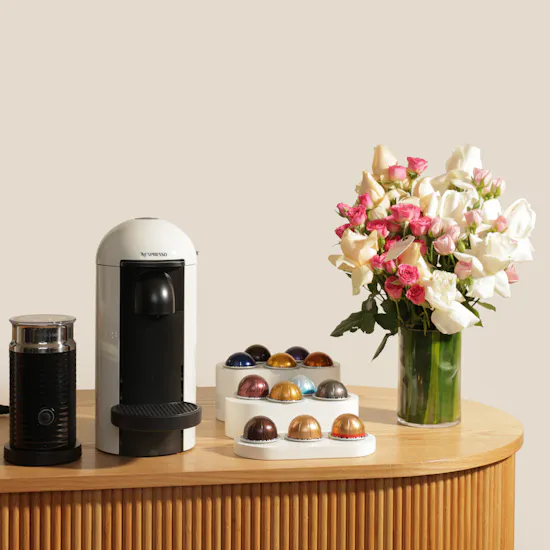 Nespresso Vertuo Plus White Coffee Machine Bundle | Astounding Flower Vase