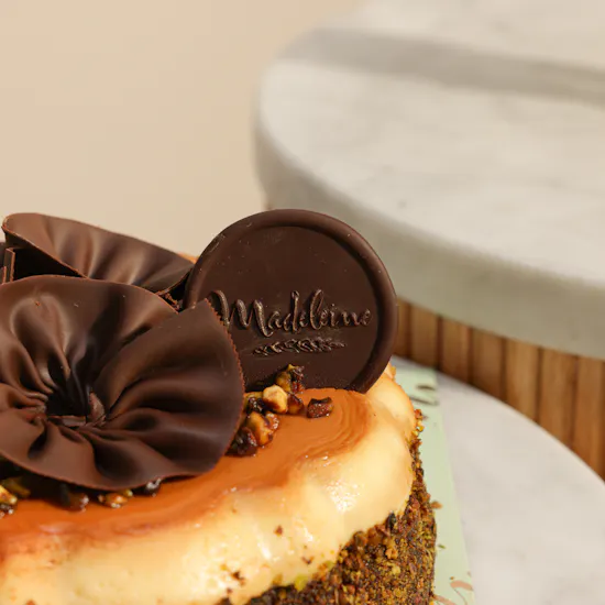 Madeleine Chocolate Crème Brulee Cake | Blooming Flower Bouquet