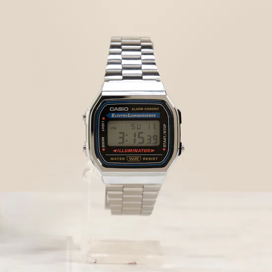 Casio Silver-Tone Vintage Retro Mirror Unisex Digital Watch