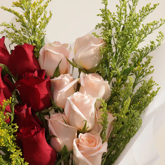 Red and Blush Pink Rose Bouquet