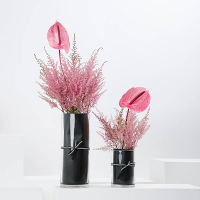 2 Cylinder Vase with 20 Pink Astilbe