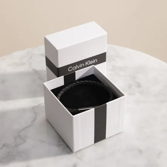 Calvin Klein Steel and Leather Black Men’s Bracelet
