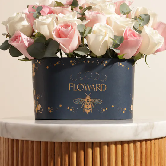 Peaceful Pink and White Roses Box